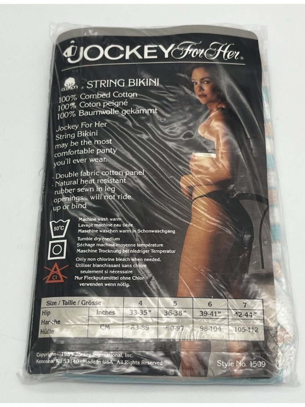 Vintage 1989 Jockey for Her String Bikini 100% Cotton Stripe Size 6 39-41 1509 - Picture 2 of 2